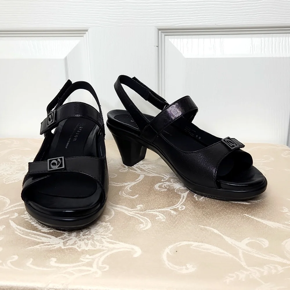 Aravon New Balance Ava comfort strap black heel sandals size 6 strappy maryjane